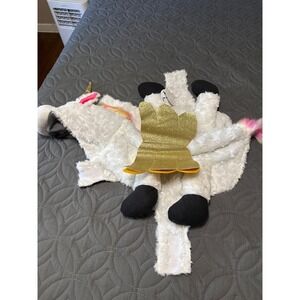 White Plush Unicorn Pet Costume Gold Horn Wings Halloween Large